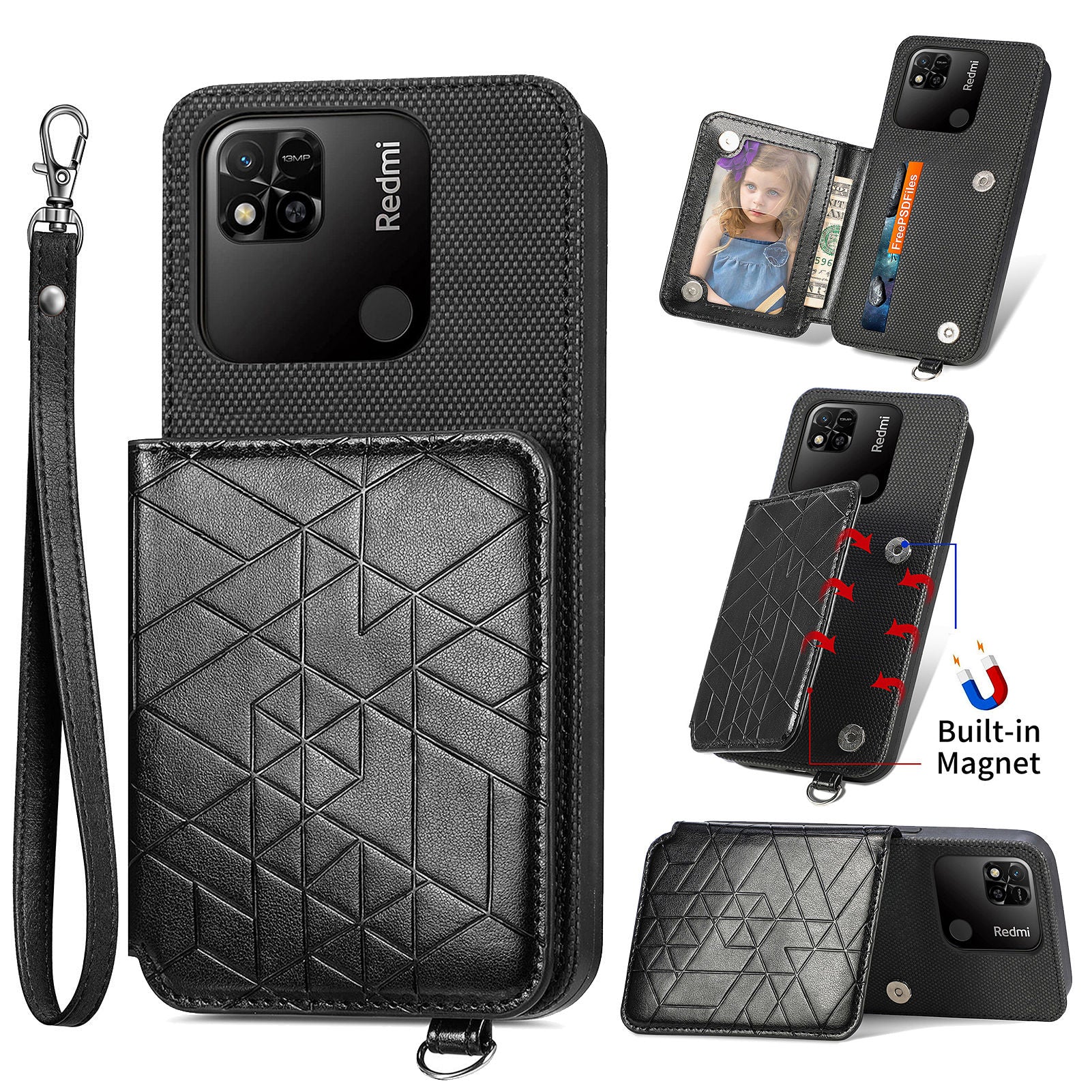 For Xiaomi Redmi 9C Redmi 9C NFC Redmi 10A Drop-proof Phone Case with Strap Kickstand PU Leather TPU Geometry Imprinted Cell Phone Cover For Xiaomi Redmi 9C Redmi 9C NFC Redmi 10A Drop-proof Phone Case with Strap Kickstand PU Leather TPU Geometry Imprinted Cell Phone Cover